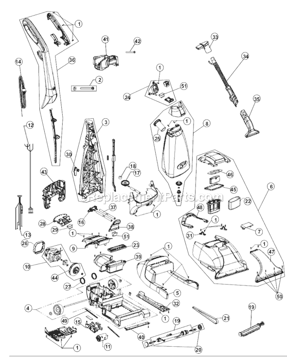 Page A Diagram and Parts List for MCE6105  Dirt Devil Carpet Cleaner